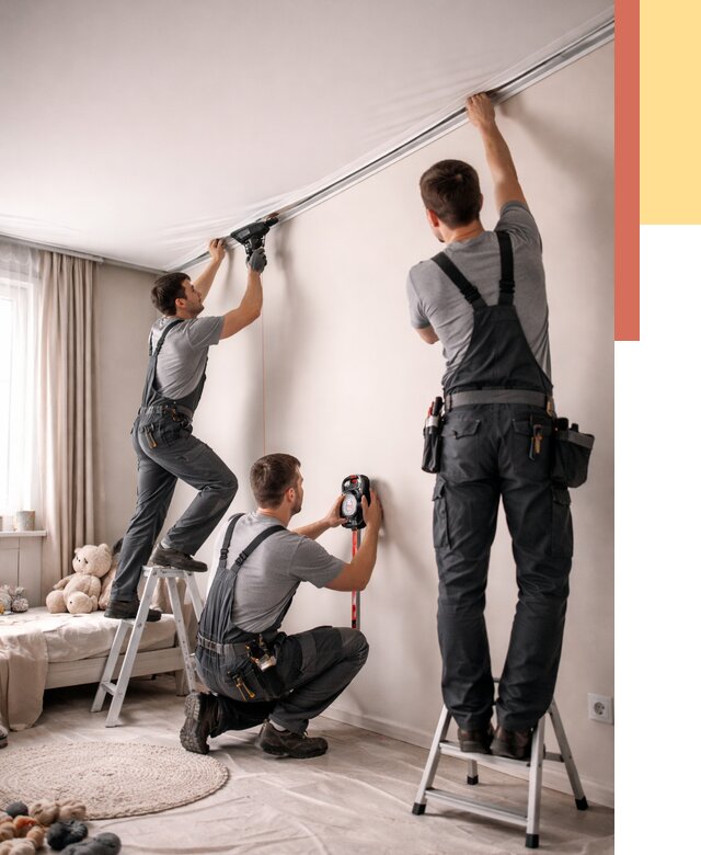 Монтаж натяжного потолка в детской в Пятигорске от 3596 руб. — быстро и недорого | ОТДЕЛОЧНИК-Птг