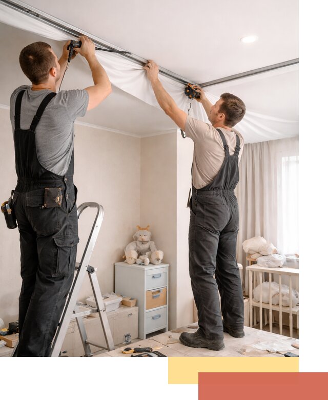 Монтаж натяжного потолка в детской комнате в Пятигорске