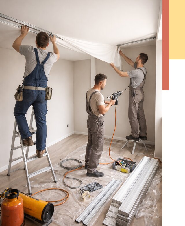 Монтаж натяжного потолка в студии в Пятигорске от 5650 руб. — быстро и недорого | ОТДЕЛОЧНИК-Птг