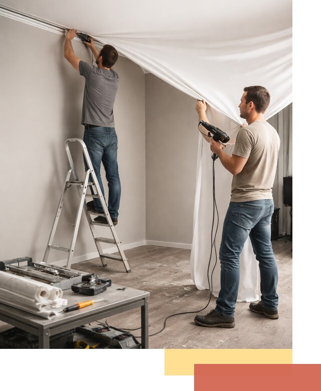 Монтаж натяжного потолка в студии в Пятигорске