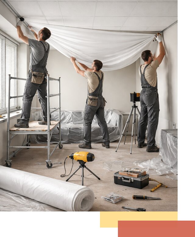 Монтаж натяжного потолка в офисе в Пятигорске