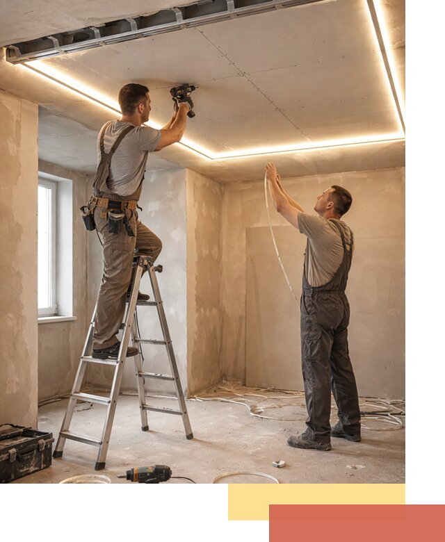 Потолок из гипсокартона с подсветкой в Пятигорске