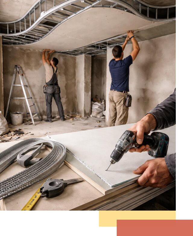 Криволинейный потолок из гипсокартона в Пятигорске — монтаж и отделка