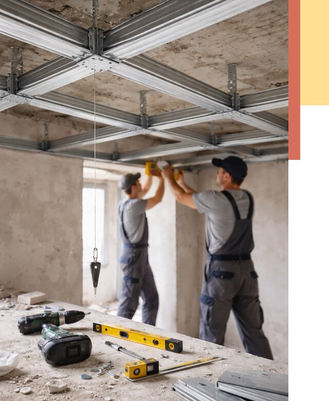 Монтаж каркаса потолка из профиля в Пятигорске от 4623 руб. — услуги ОТДЕЛОЧНИК-Птг