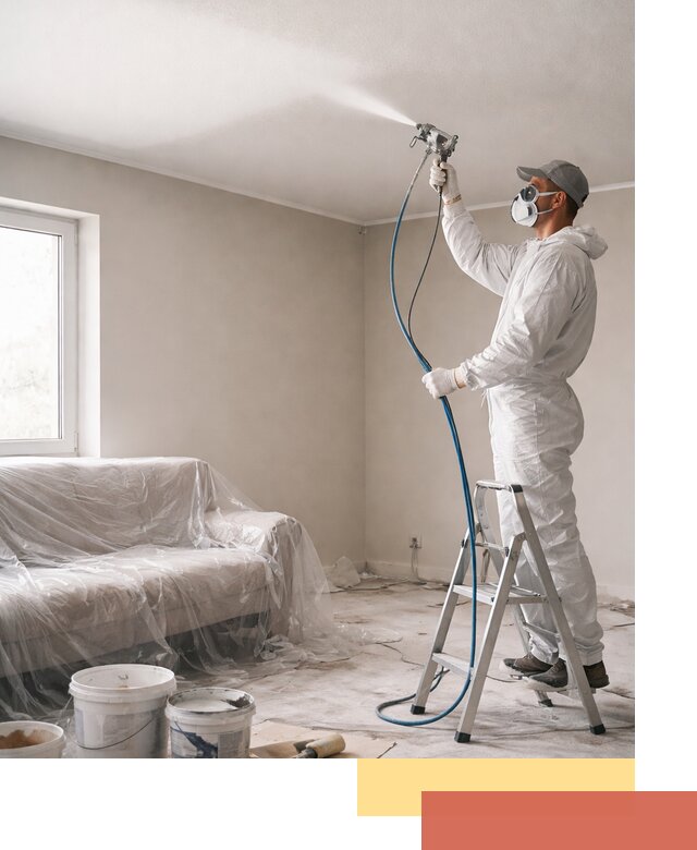 Покраска потолка краскопультом в Пятигорске быстро и качественно