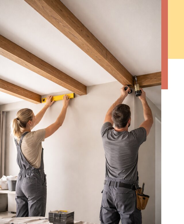 Монтаж декоративных балок на потолок в Пятигорске от 4315 руб. — ОТДЕЛОЧНИК-Птг